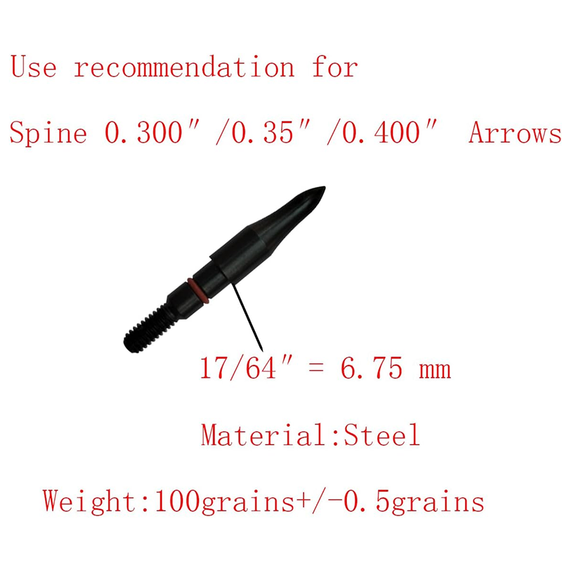 Archery Field Points 17/64 In 9/32 in 19/64 In 5/16 in