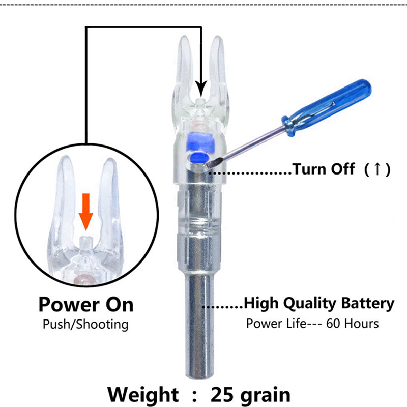6.2mm Lighted Nocks with tools Red, green, blue. 