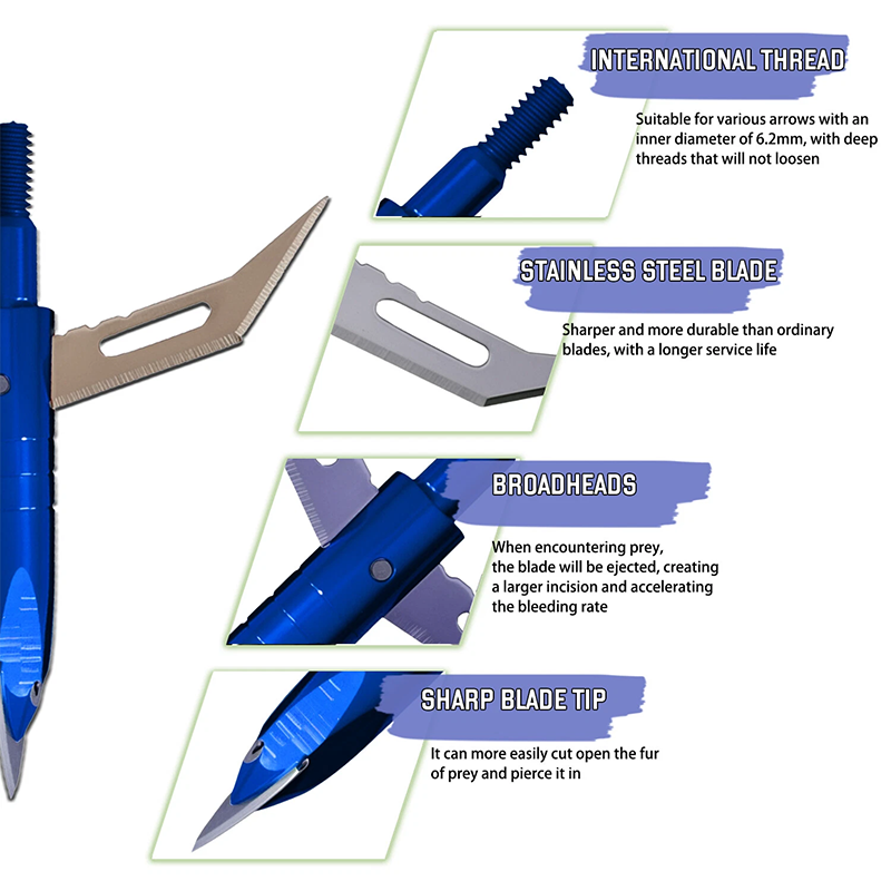100grain mechanical expansion arrow Red, Gold, Blue, Black