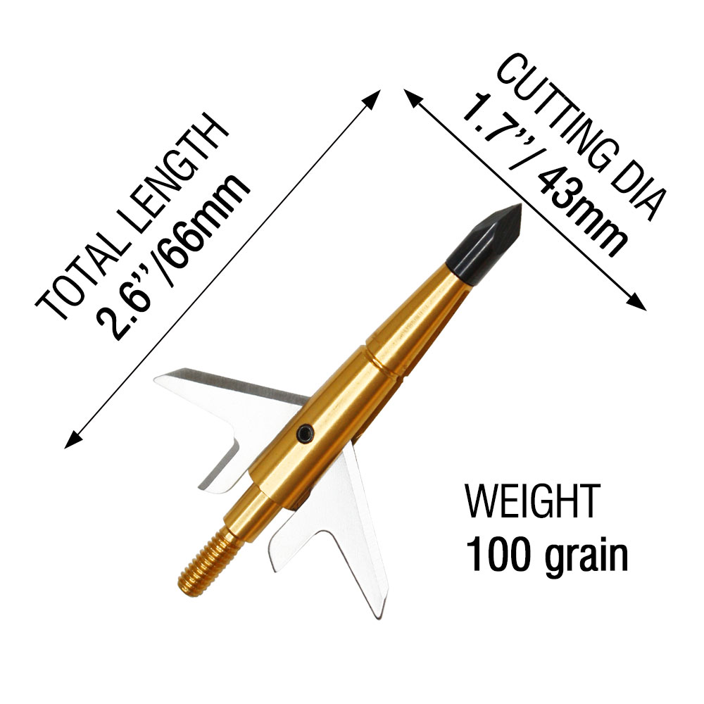 100-Grain 1.75" Cut Broadheads Red,Blue,Black,Gold