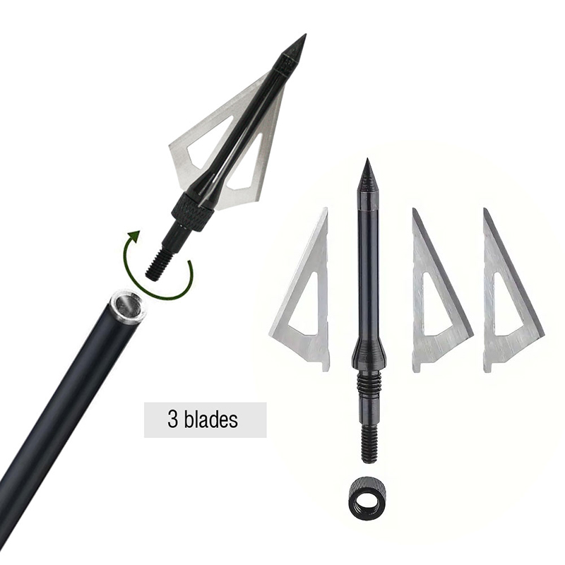 Archery 100 Grain 3 Blade Broadheads Stainless Steel for Hunting 