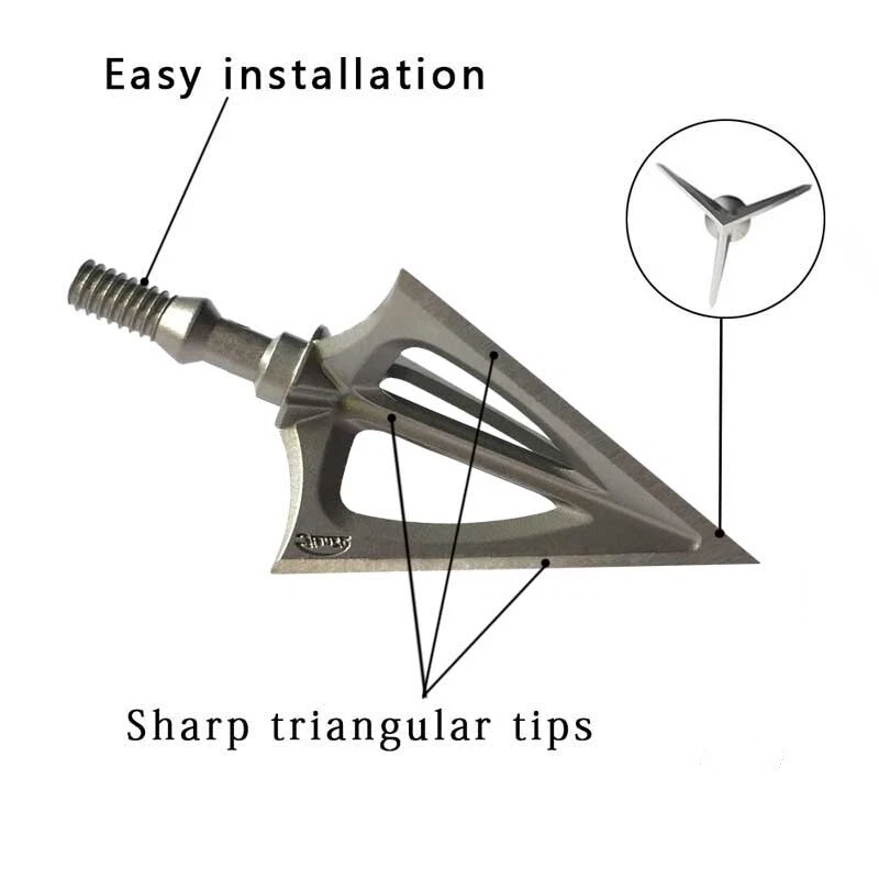 100 or 125 Grain 3Blade Hunting Archery Broadheads 