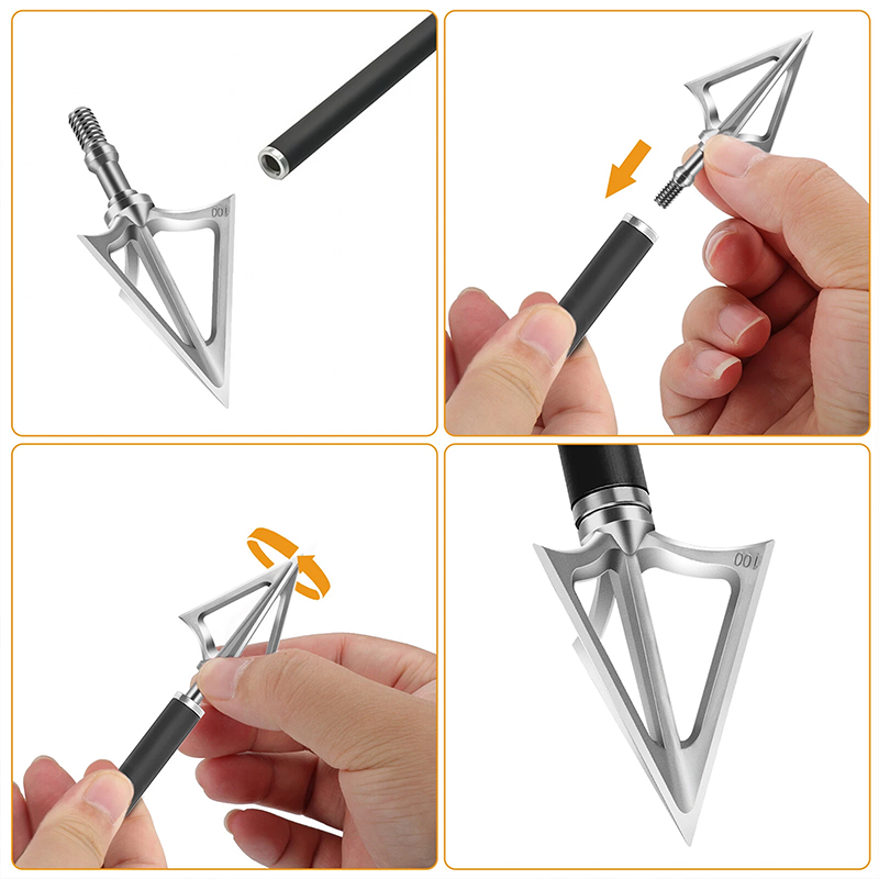 100 or 125 Grain 3Blade Hunting Archery Broadheads 