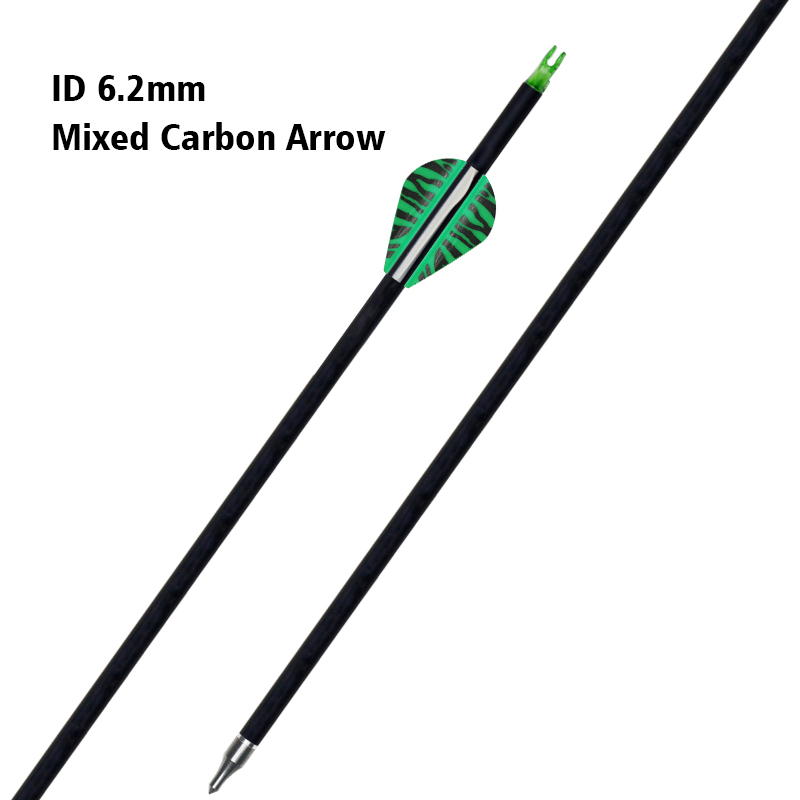 30" Fletched Carbon Arrows ID 6.2mm with Replaceable Arrowheads