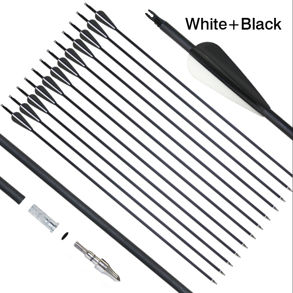 Archery Mixed Carbon Arrows 30 inch Hunting Target Practice