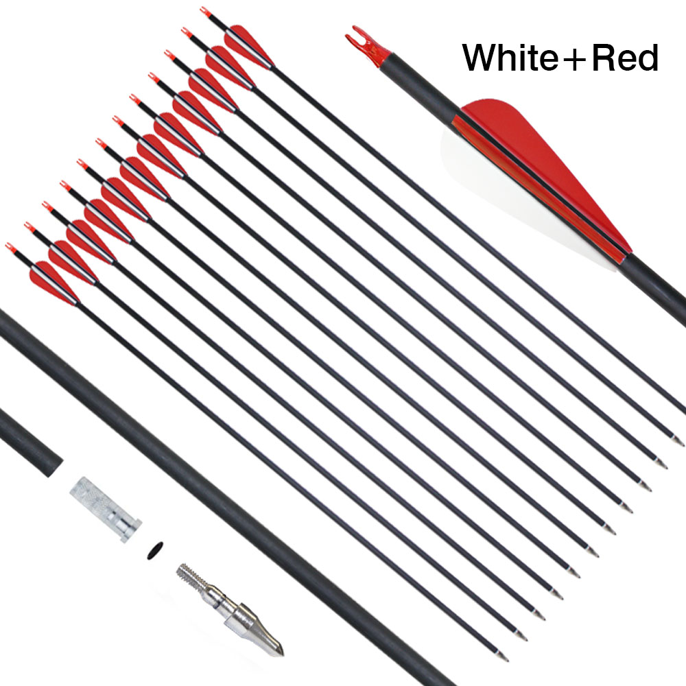 Archery Mixed Carbon Arrows 30 inch Hunting Target Practice