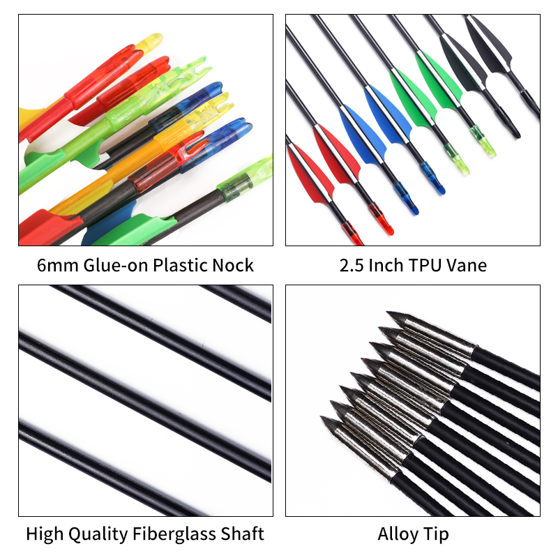 31.5" Fiberglass Arrows Diameter 6mm for Target Practicing