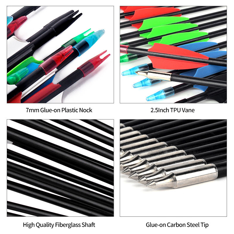 7mm 31.5" Fiberglass Arrows Diameter for Target Practicing